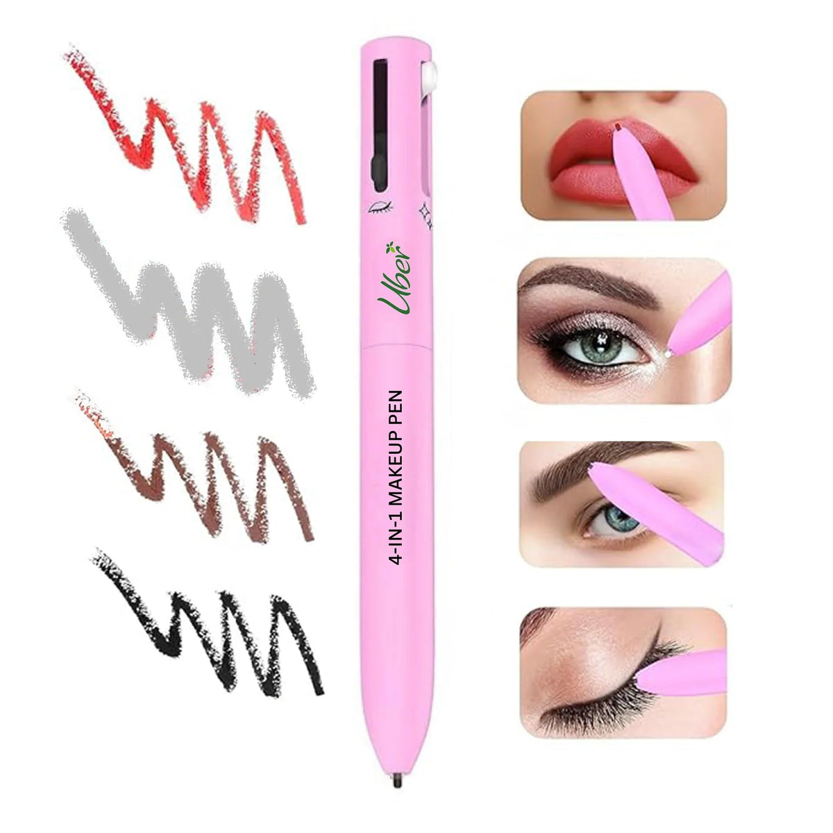 Milagro Beauty 4 In 1 Makeup Pen, Smudgeproof Waterproof Eyeliner, Lip Liner, Highlighter Eyebrow Pencil With Rich Color Payoff, 24 Hour Long Stay