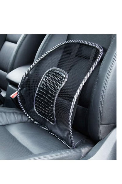 Mesh pillow for back and lumbar support.