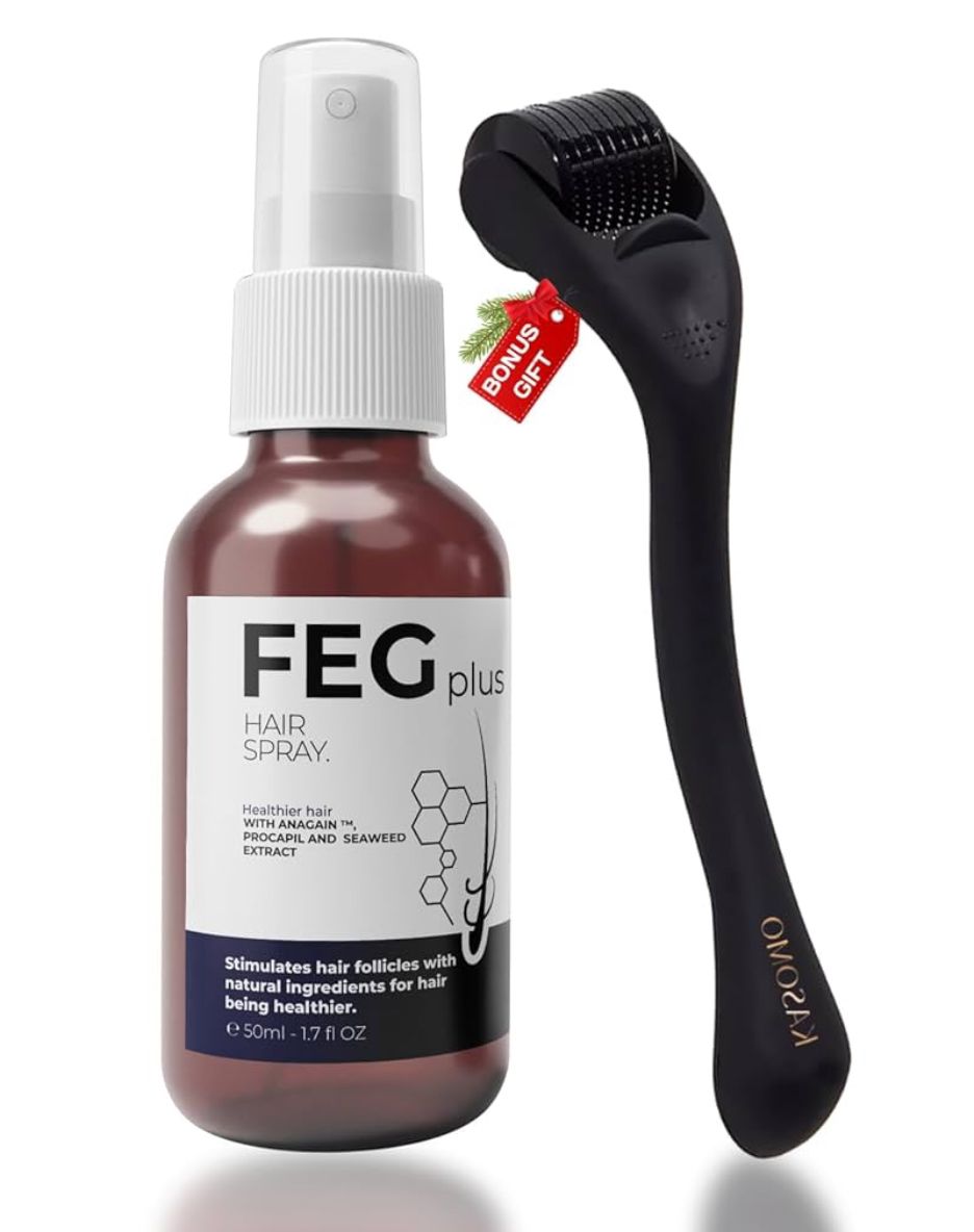 FEG Plus Hair Growth Spray & Derma Roller – Anti Hair Loss for Men & Women"