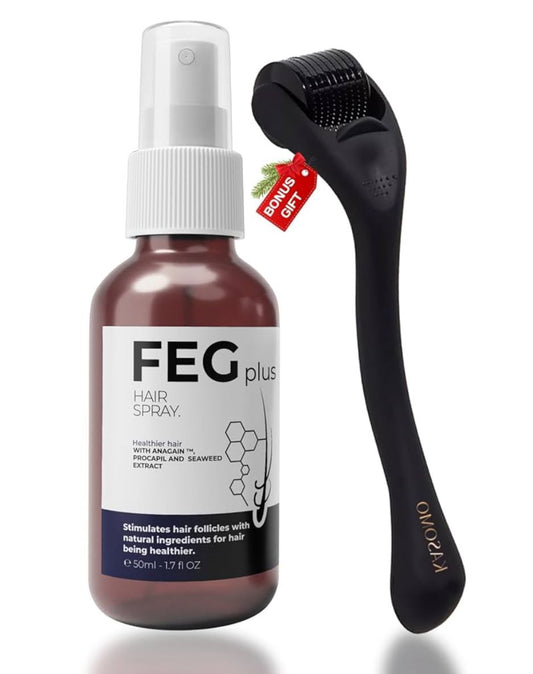FEG Plus Hair Growth Spray & Derma Roller – Anti Hair Loss for Men & Women"